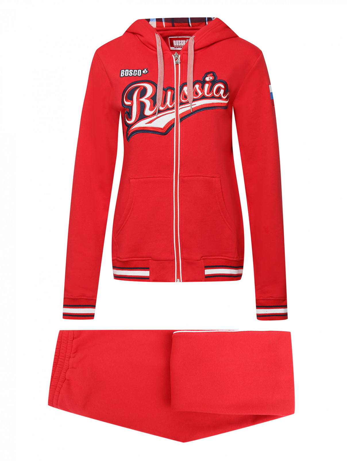 Спортивный костюм из хлопка с узором BOSCO  –  Общий вид  – Цвет:  Красный