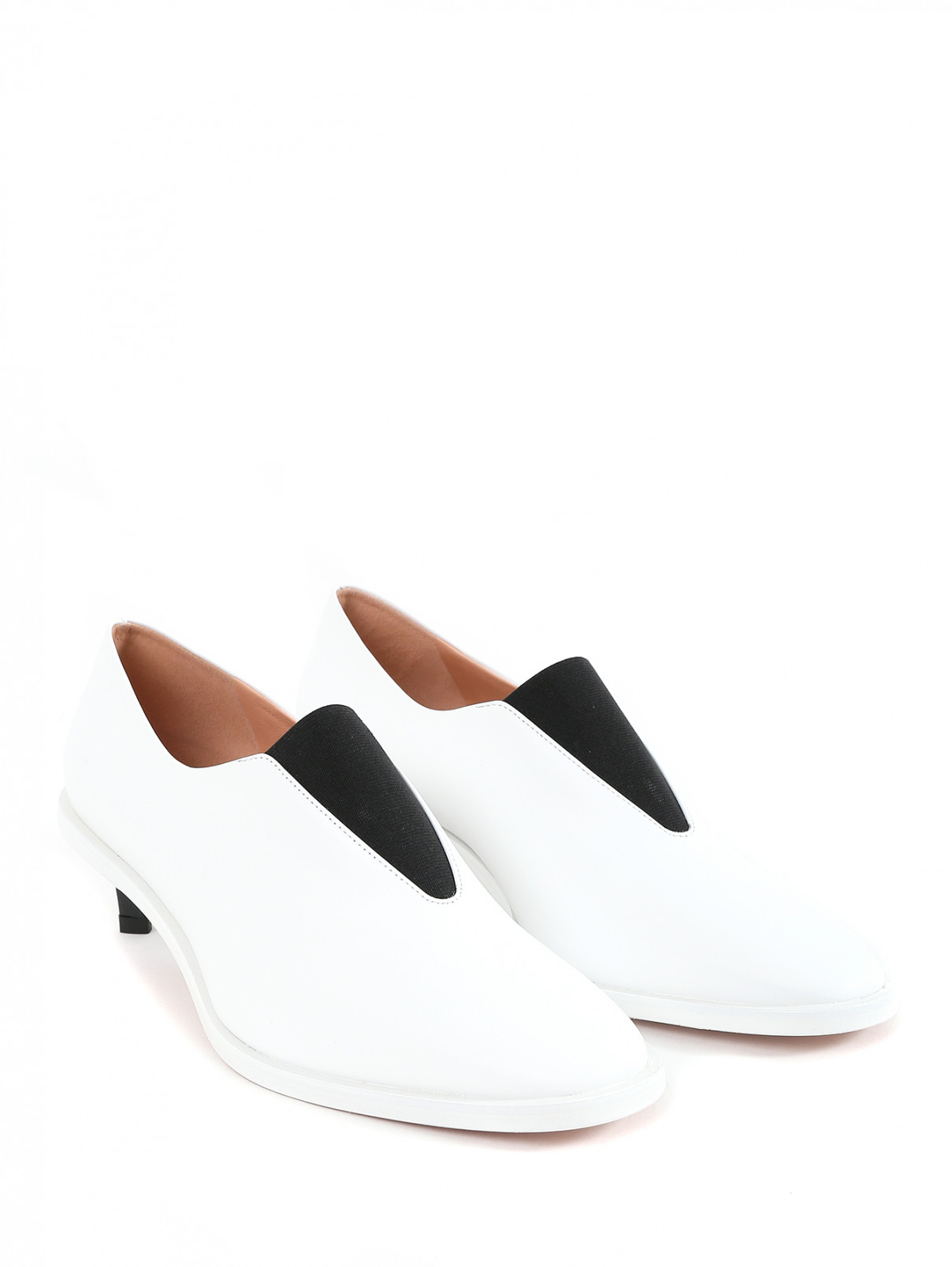 Туфли из кожи на контрастном каблуке Sportmax  –  Общий вид  – Цвет:  Белый
