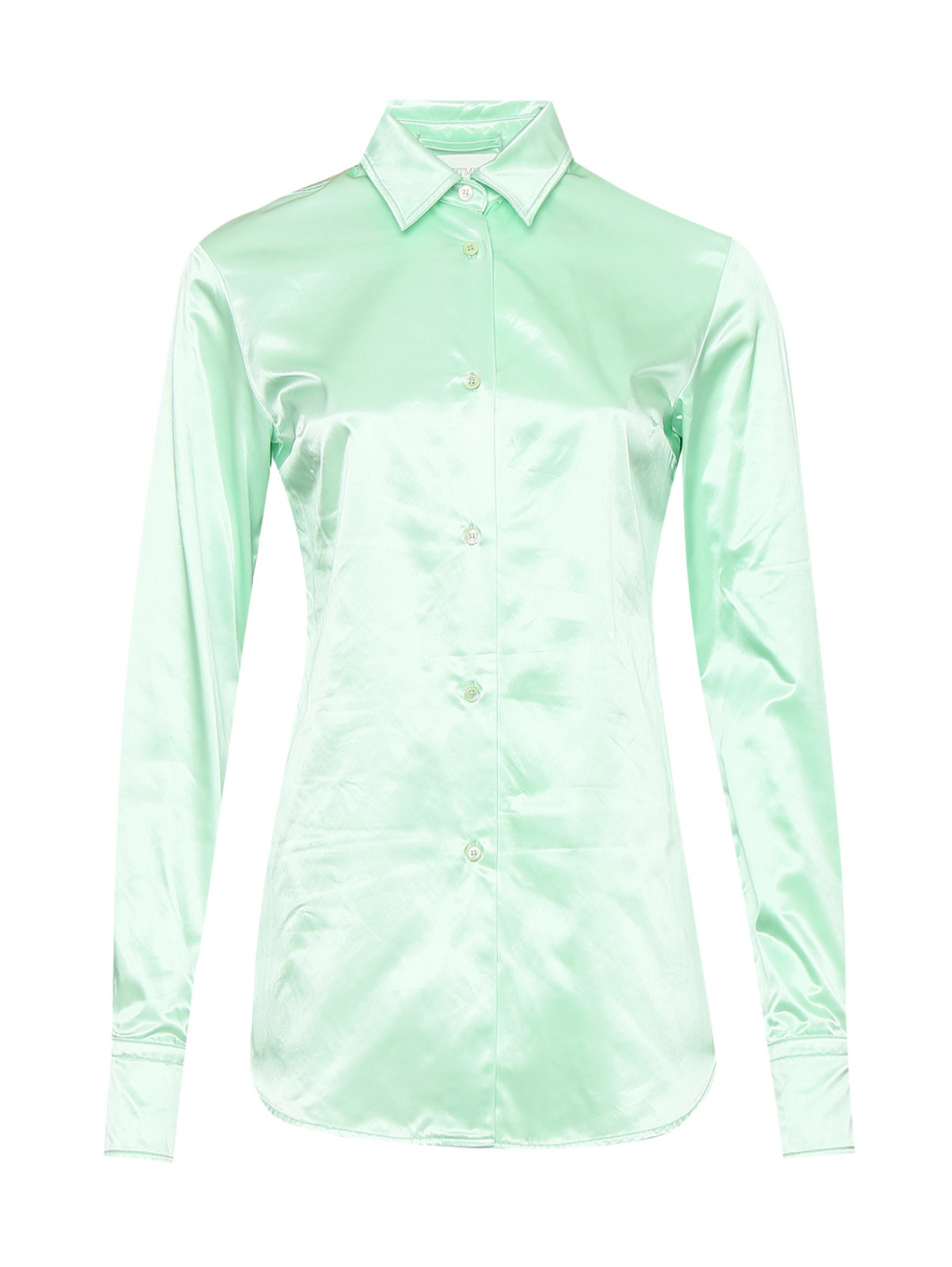 Рубашка однотонная на пуговицах Sportmax  –  Общий вид  – Цвет:  Зеленый