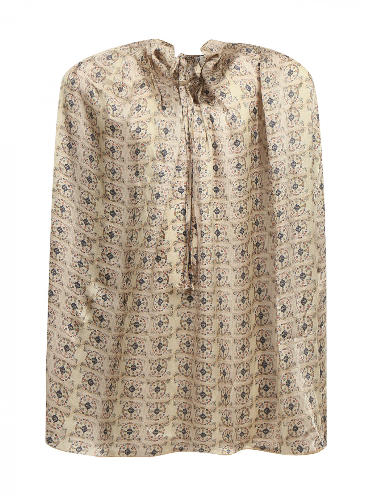 Блуза из шелка с узором Roma e Toska  –  Общий вид  – Цвет:  Бежевый