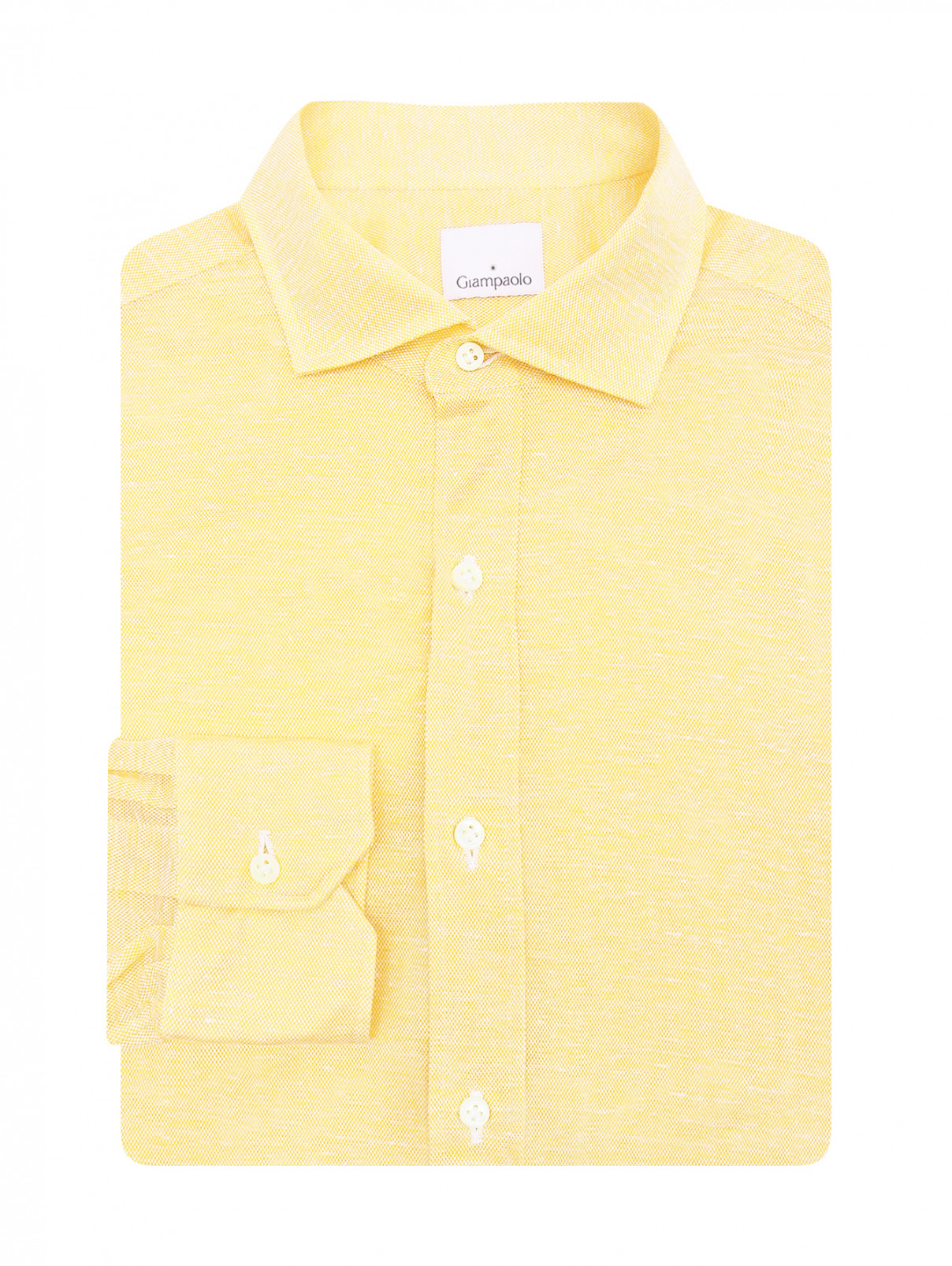 Рубашка из хлопка с узором Giampaolo  –  Общий вид  – Цвет:  Желтый