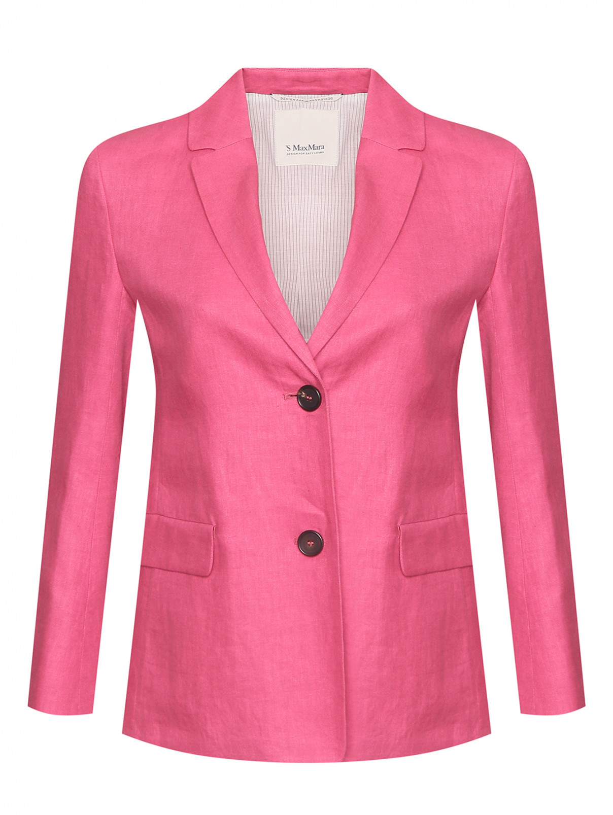 Жакет из льна с карманами Max Mara  –  Общий вид  – Цвет:  Розовый