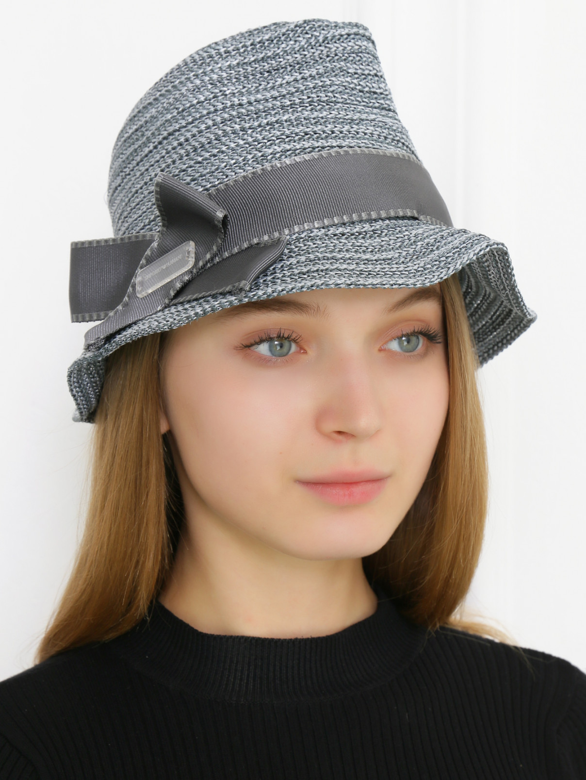 Шляпа из вискозы с декоративной отделкой Emporio Armani  –  Модель Общий вид  – Цвет:  Серый