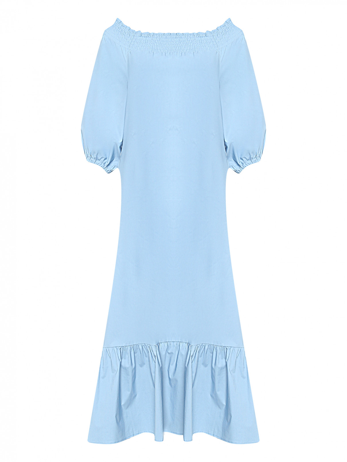 Платье-макси из хлопка свободного кроя Brian Dales  –  Общий вид  – Цвет:  Синий