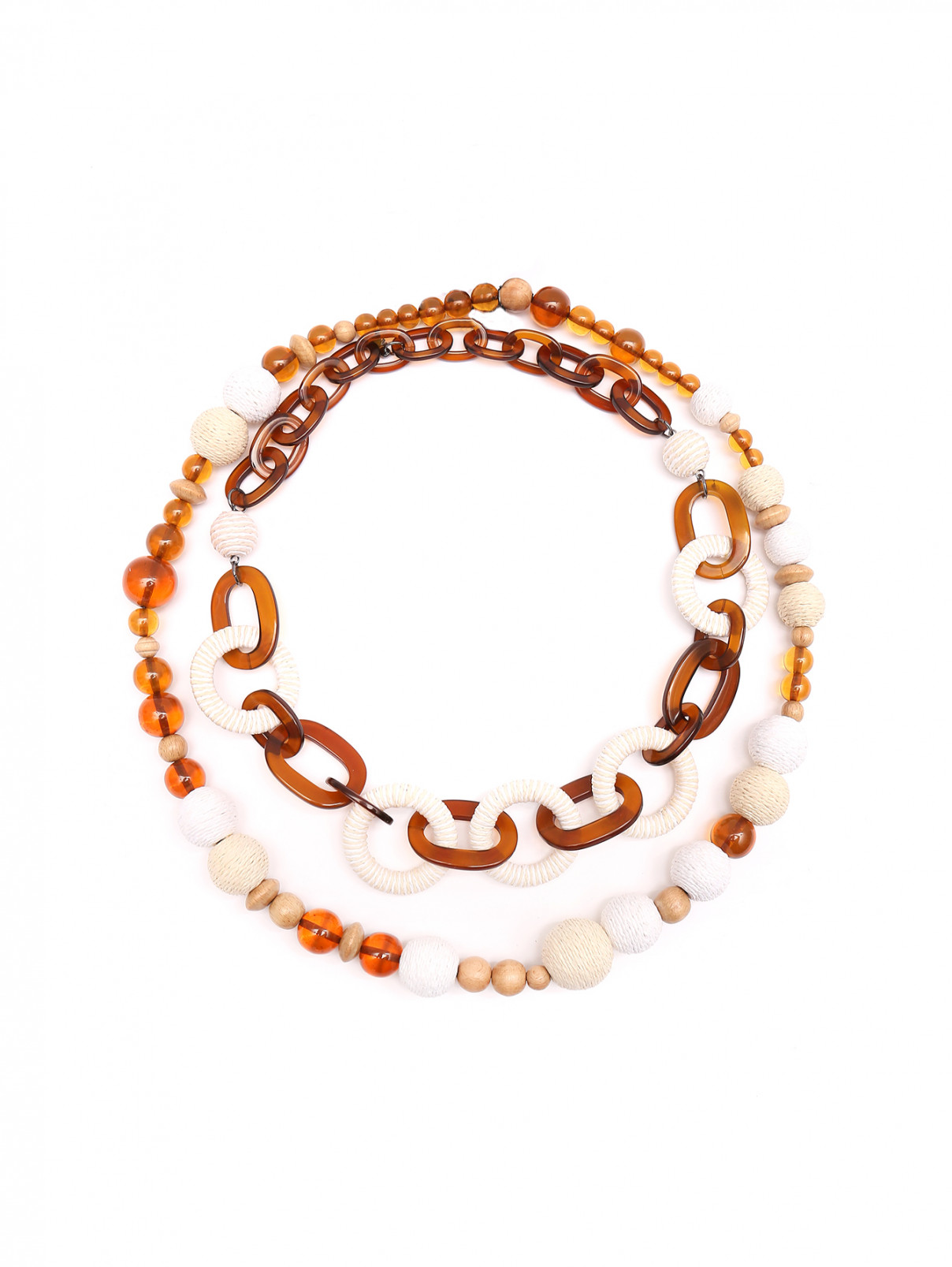 Комбинированное ожерелье из пластика и текстиля Weekend Max Mara  –  Общий вид  – Цвет:  Коричневый