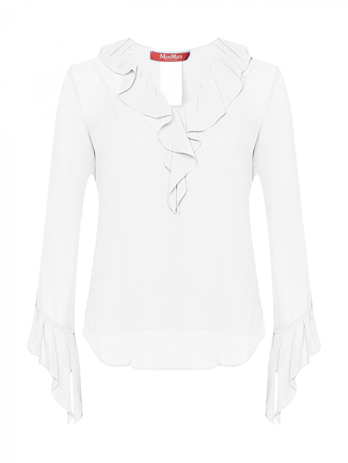 Блуза из шелка с воланами Max Mara  –  Общий вид  – Цвет:  Белый