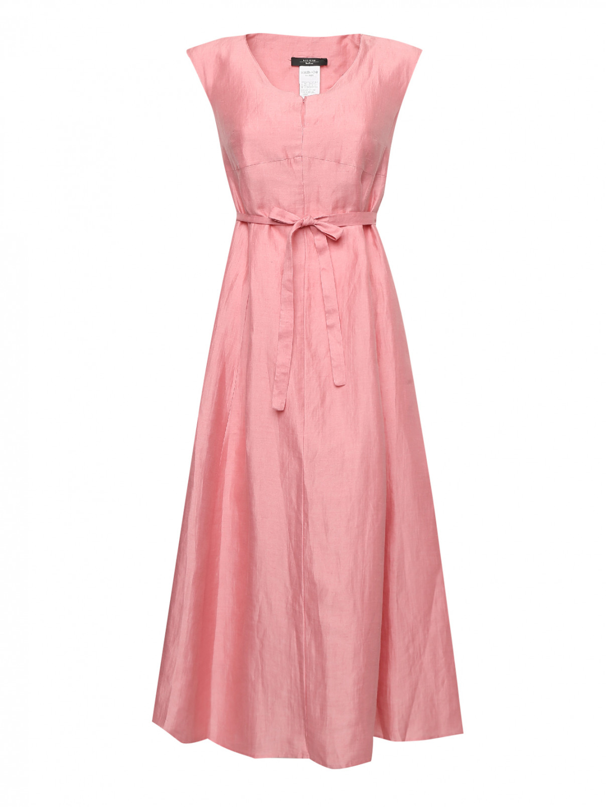 Платье миди изо льна и шелка Weekend Max Mara  –  Общий вид  – Цвет:  Розовый