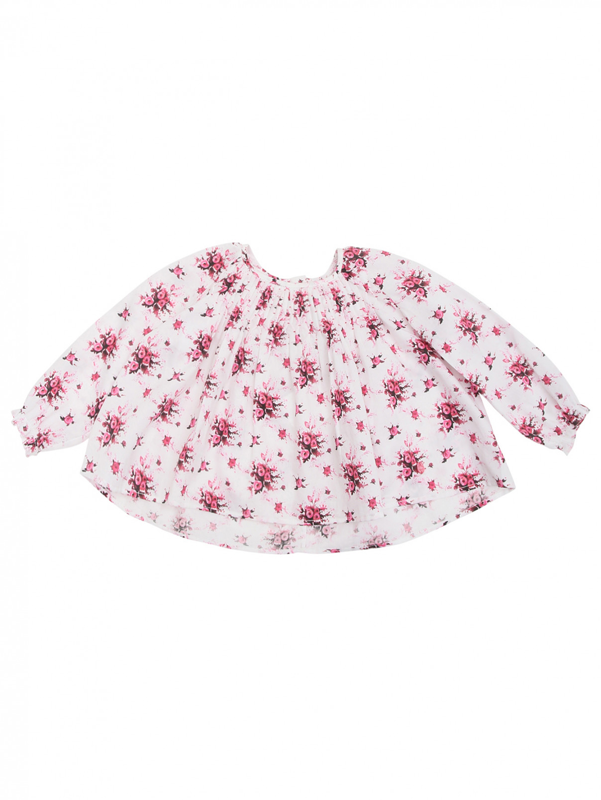 Блуза хлопковая в цветочек Baby Dior  –  Общий вид  – Цвет:  Розовый