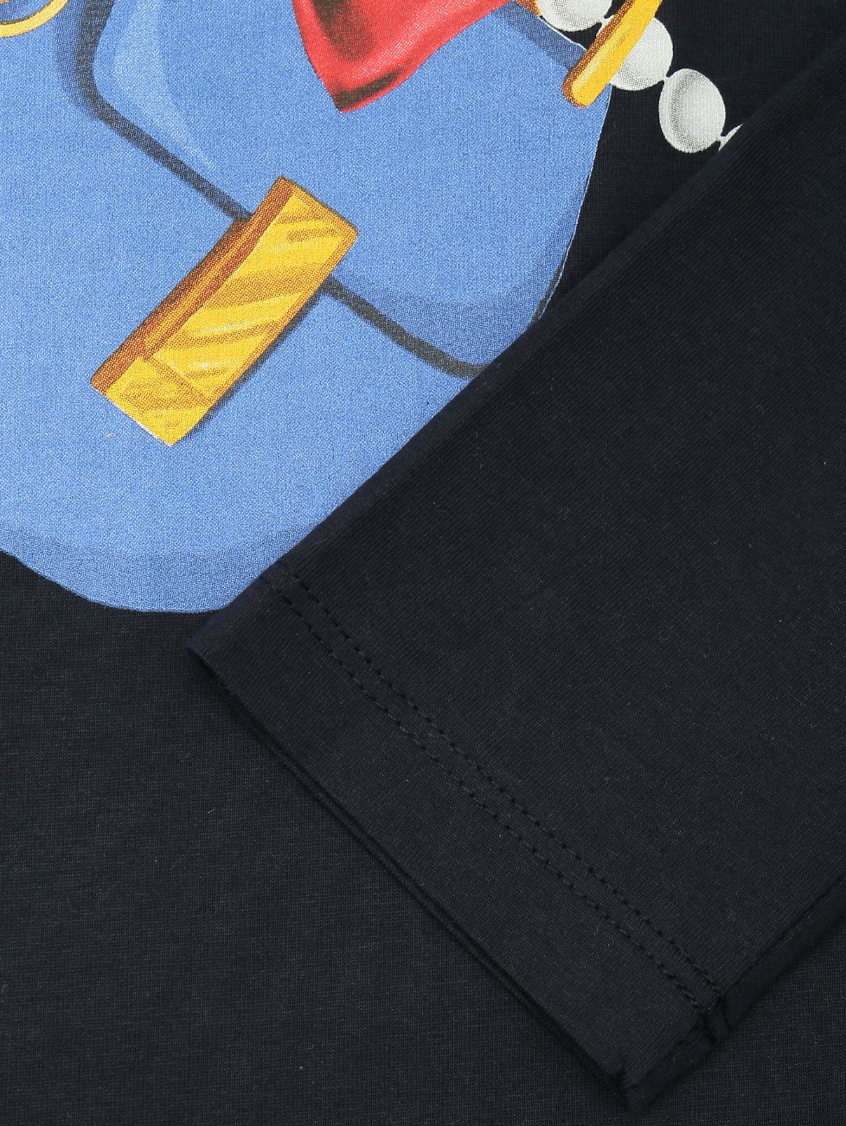 Хлопковый лонгслив с принтом MONNALISA  –  Деталь1  – Цвет:  Синий