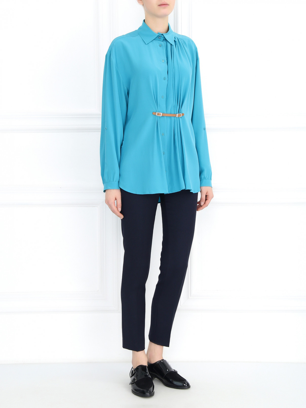 Удлиненная блуза из шелка Barbara Bui  –  Модель Общий вид  – Цвет:  Зеленый