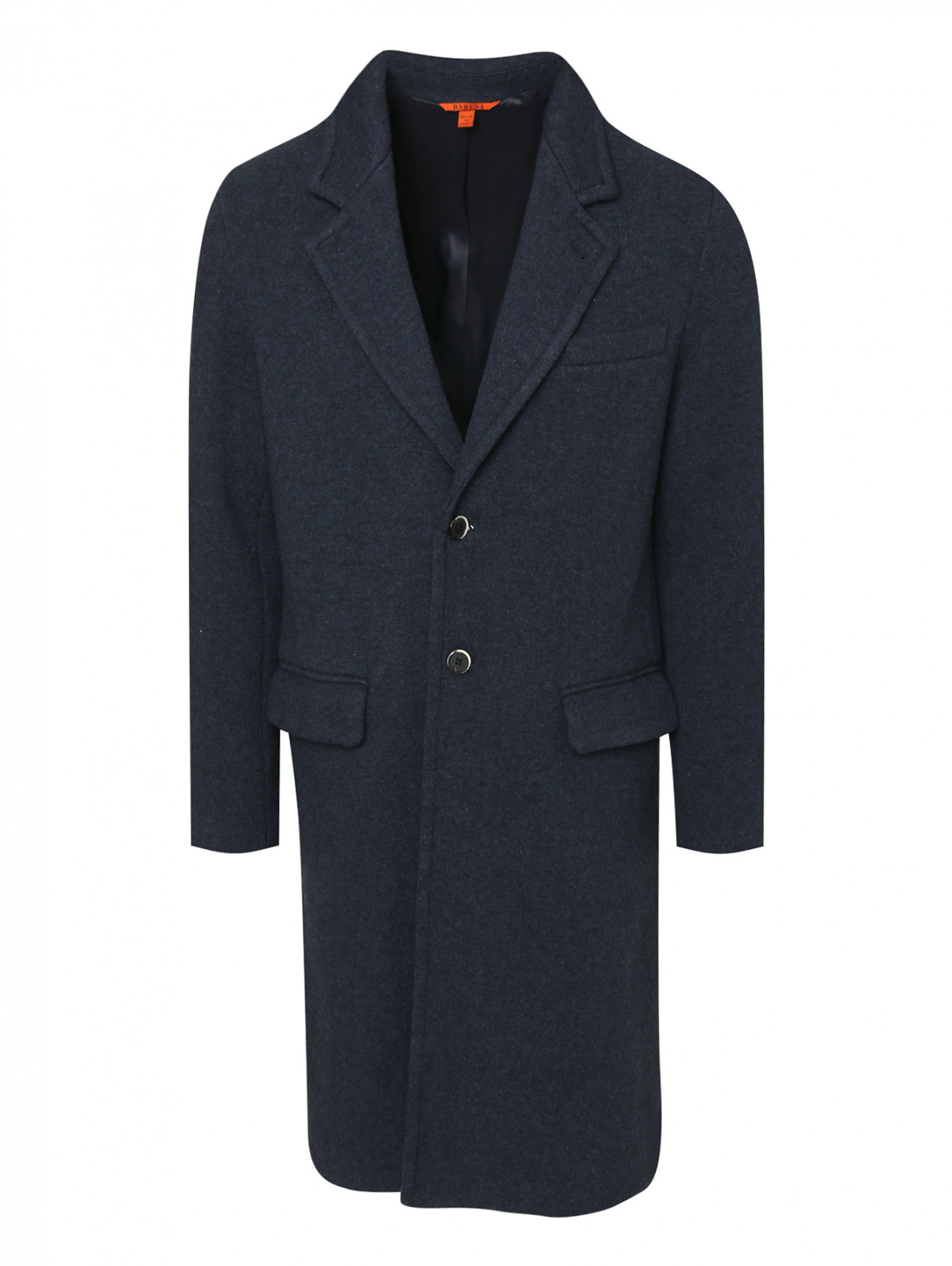 Пальто из смешанной шерсти на пуговицах Barena  –  Общий вид  – Цвет:  Синий
