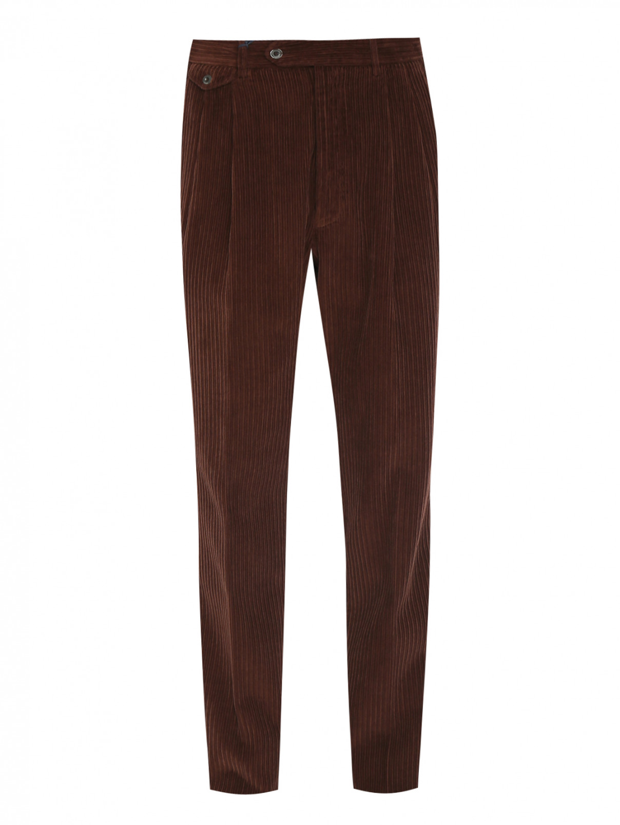 Вельветовые брюки с карманами LARDINI  –  Общий вид  – Цвет:  Коричневый