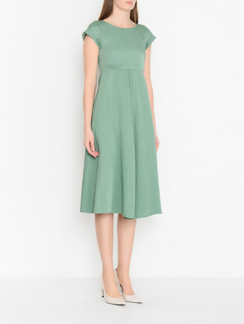 Однотонное платье из вискозы с круглым вырезом Weekend Max Mara - МодельВерхНиз