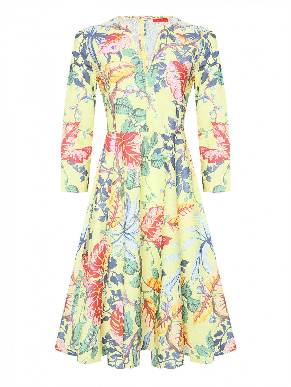 Платье миди из хлопка с цветочным узором Max&Co  –  Общий вид
