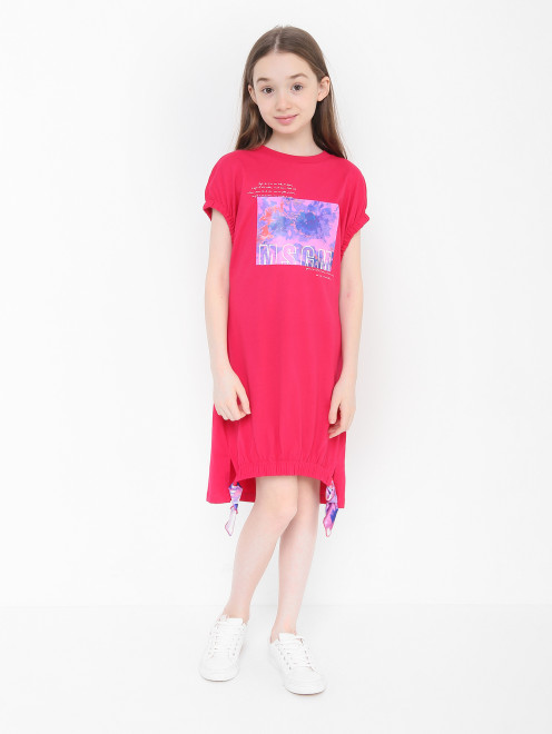 Трикотажное платье с принтом MSGM - МодельОбщийВид