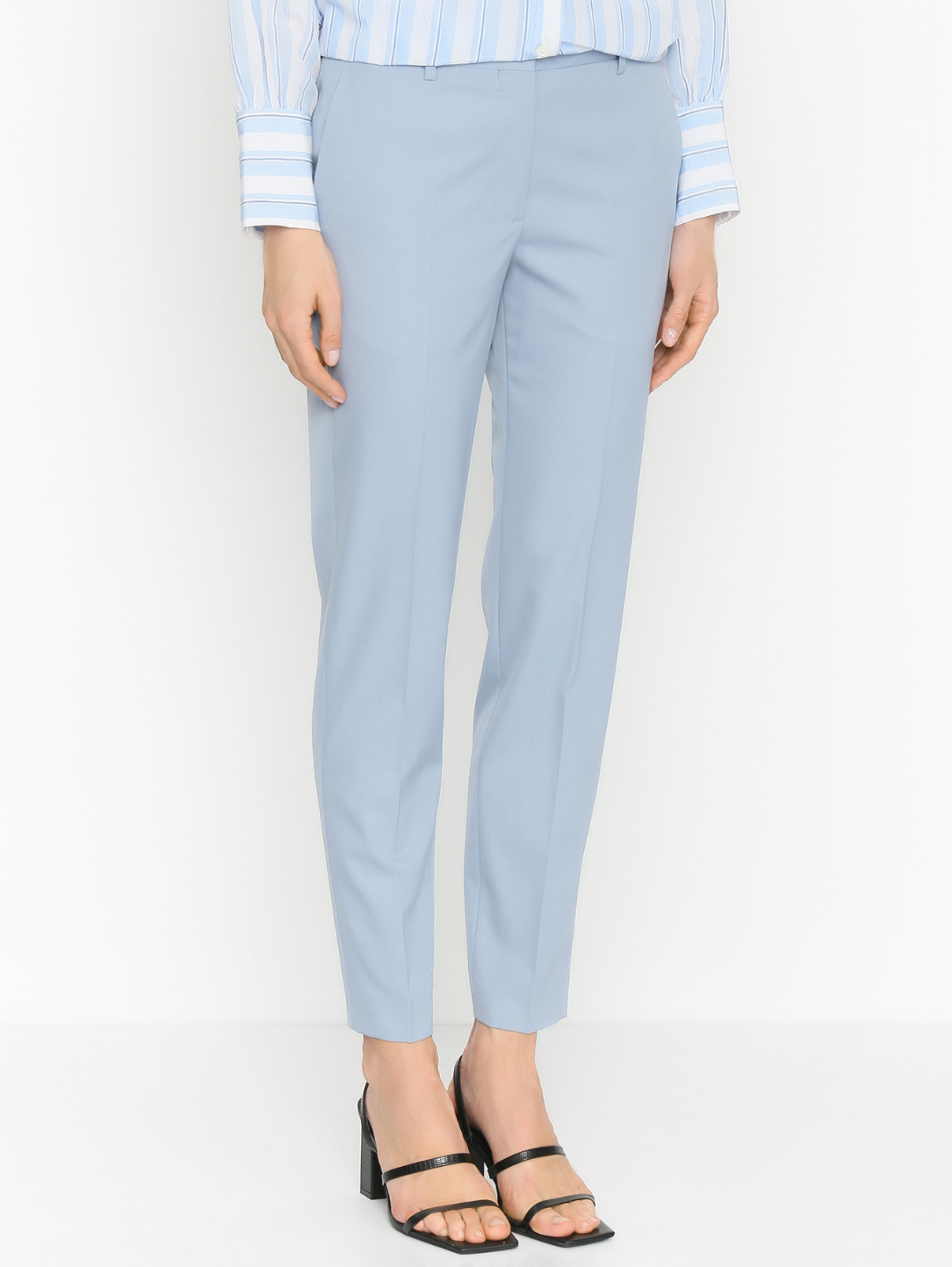 Укороченные брюки из хлопка Paul Smith  –  МодельВерхНиз  – Цвет:  Синий