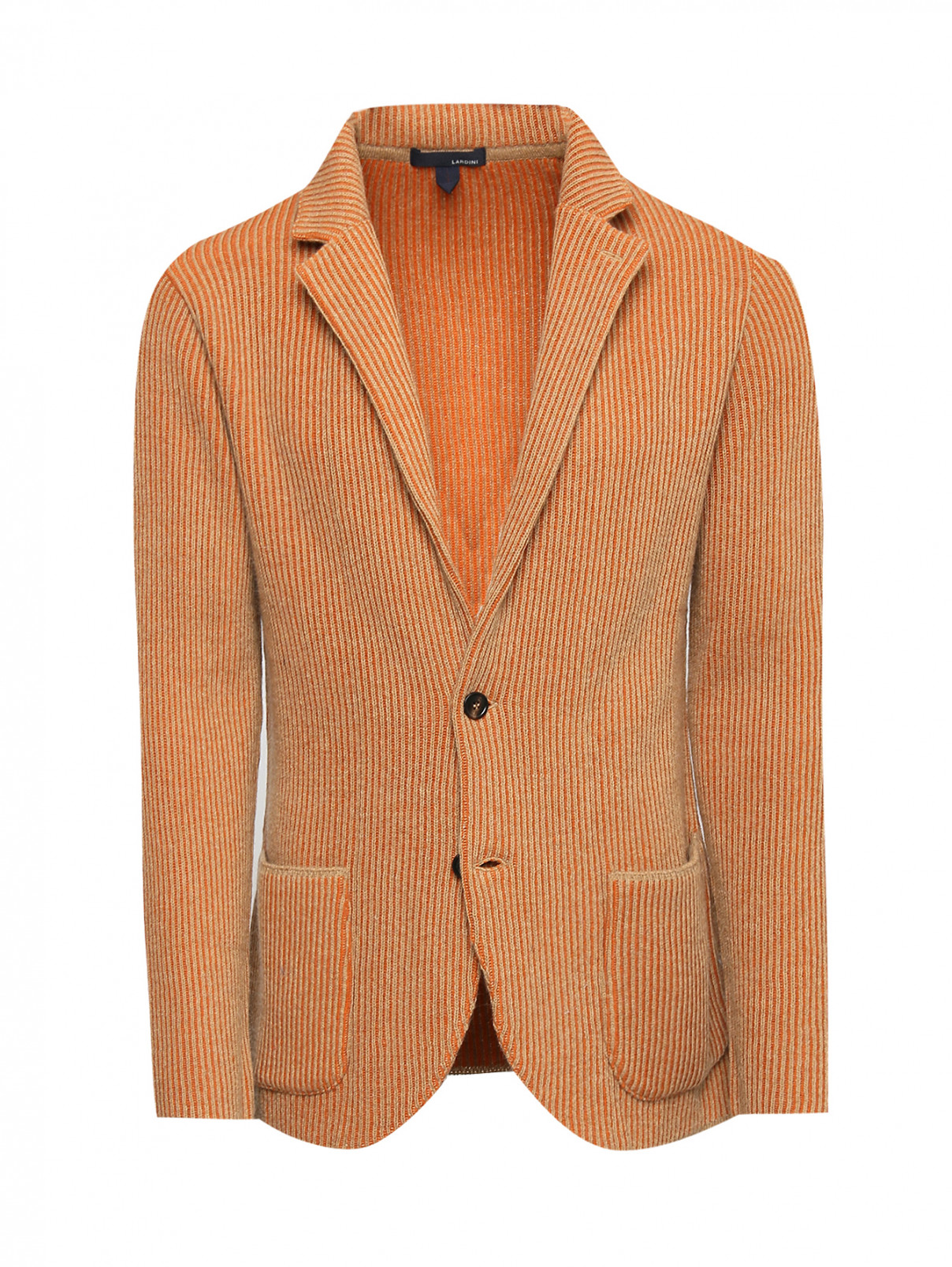 Кардиган из шерсти с накладными карманами LARDINI  –  Общий вид  – Цвет:  Оранжевый