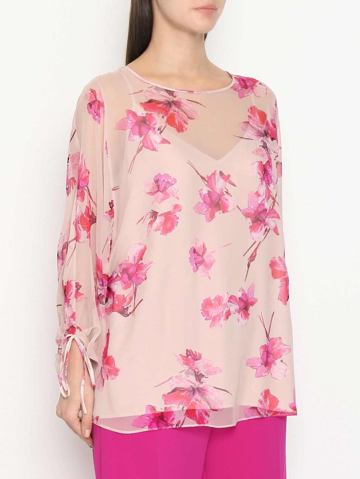 Блуза с цветочным узором Marina Rinaldi  –  МодельВерхНиз1  – Цвет:  Розовый
