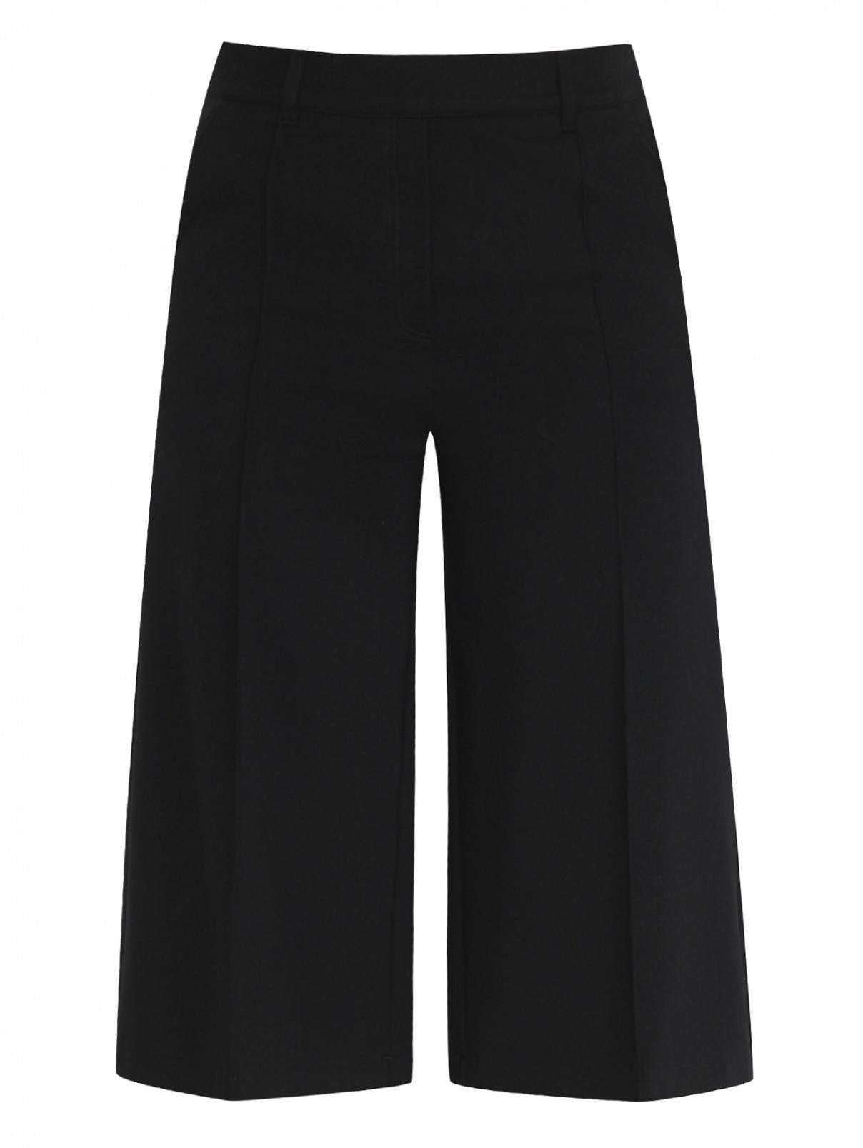Укороченные брюки из смешанной вискозы Marina Rinaldi  –  Общий вид  – Цвет:  Черный