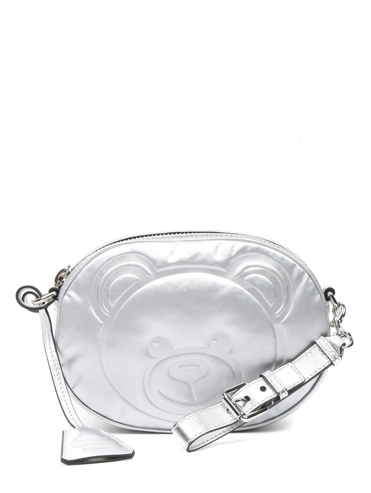 Поясная сумка с металлической фурнитурой Moschino  –  Общий вид  – Цвет:  Серый