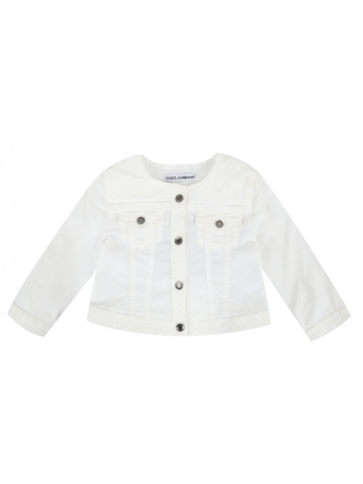 Куртка из мягкого денима Dolce & Gabbana  –  Общий вид  – Цвет:  Белый