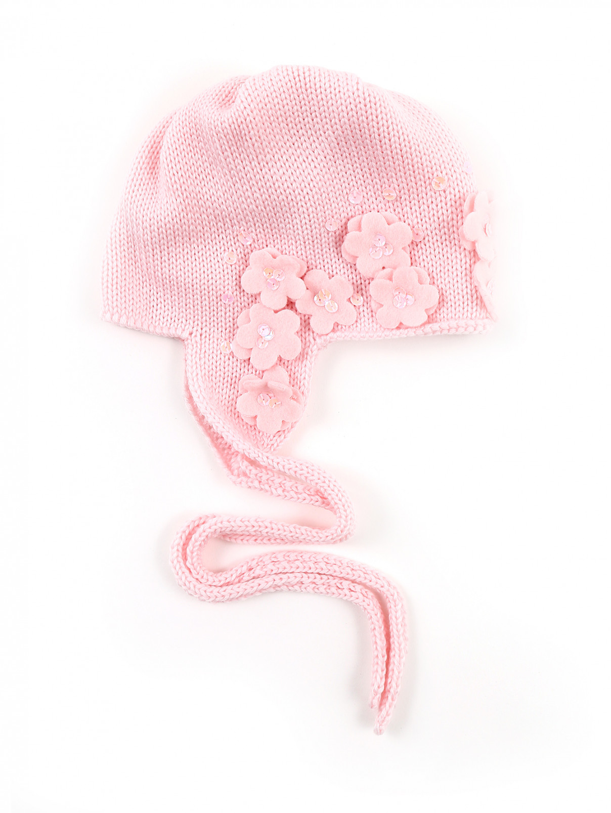 Трикотажная шапочка с цветочным декором Catya  –  Общий вид  – Цвет:  Розовый