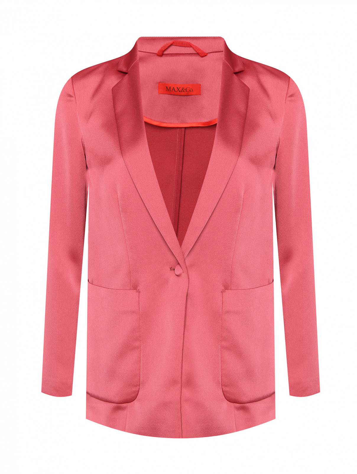 Однобортный жакет на пуговицах и накладными карманами Max&Co  –  Общий вид  – Цвет:  Красный