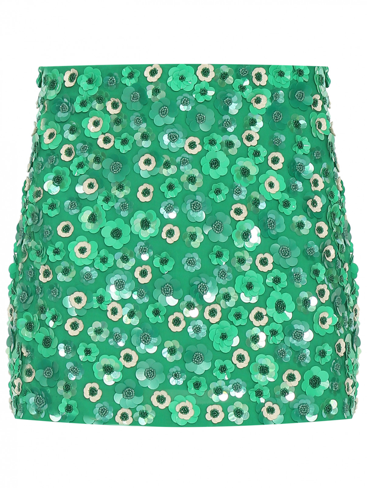 Юбка-мини с цветочной вышивкой P.A.R.O.S.H.  –  Общий вид  – Цвет:  Зеленый