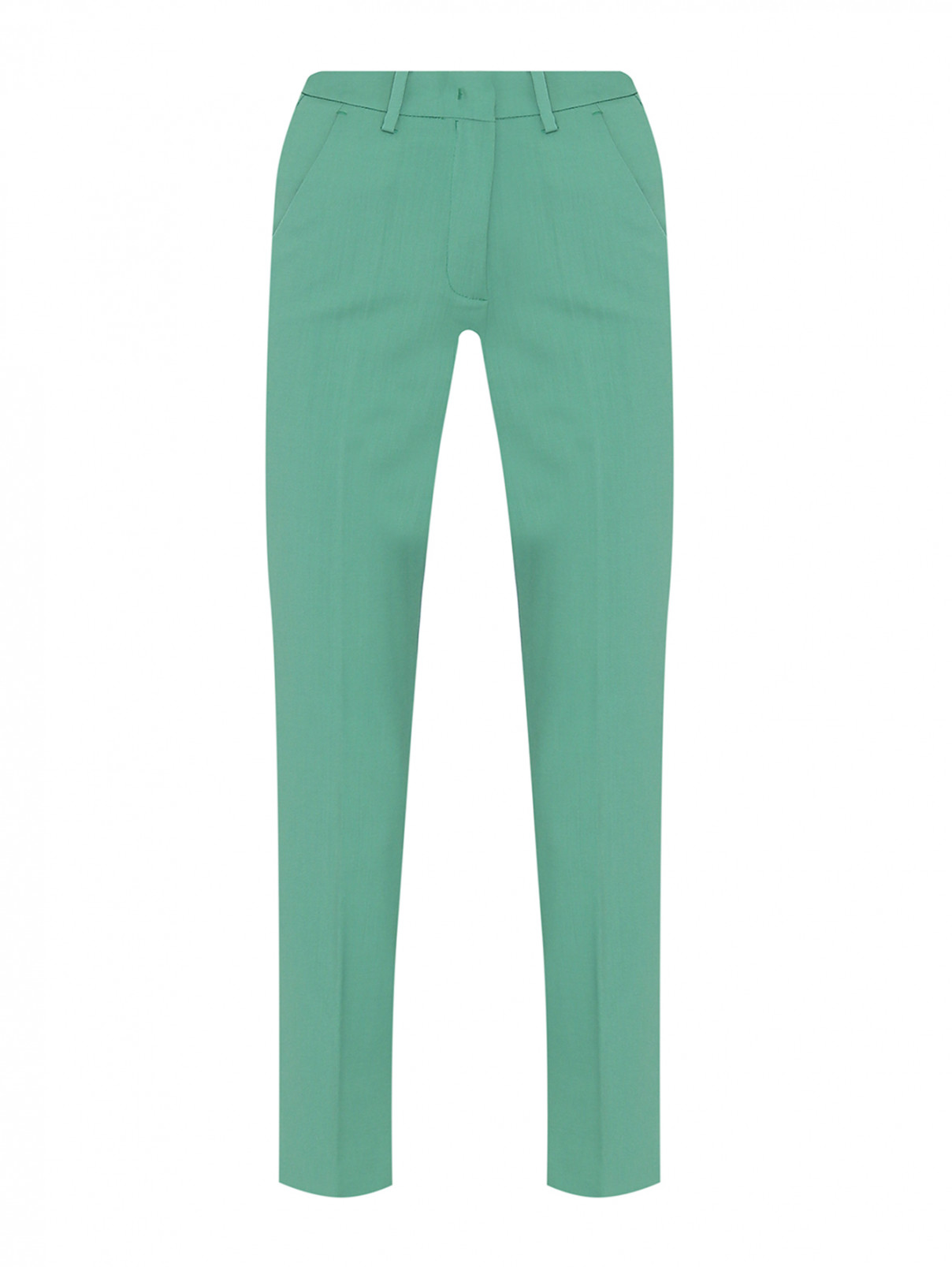 Однотонные брюки из шерсти Weekend Max Mara  –  Общий вид  – Цвет:  Зеленый