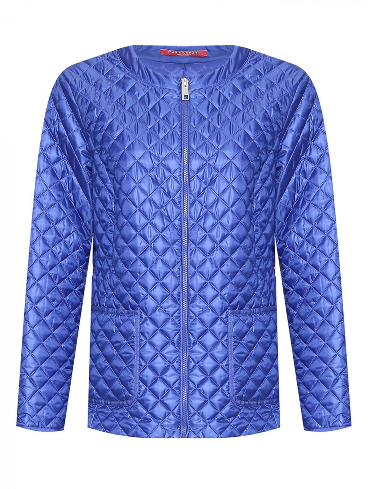 Стеганая куртка с накладными карманами Marina Rinaldi  –  Общий вид  – Цвет:  Синий