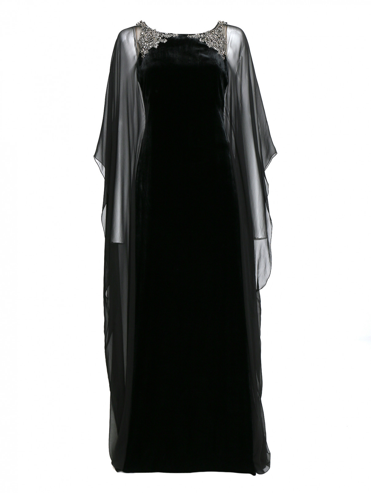 Платье, декорированное стразами Alberta Ferretti  –  Общий вид  – Цвет:  Черный