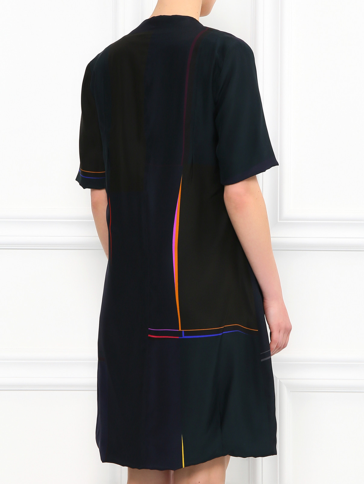 Платье из шелка с узором Jil Sander Navy  –  Модель Верх-Низ1  – Цвет:  Черный