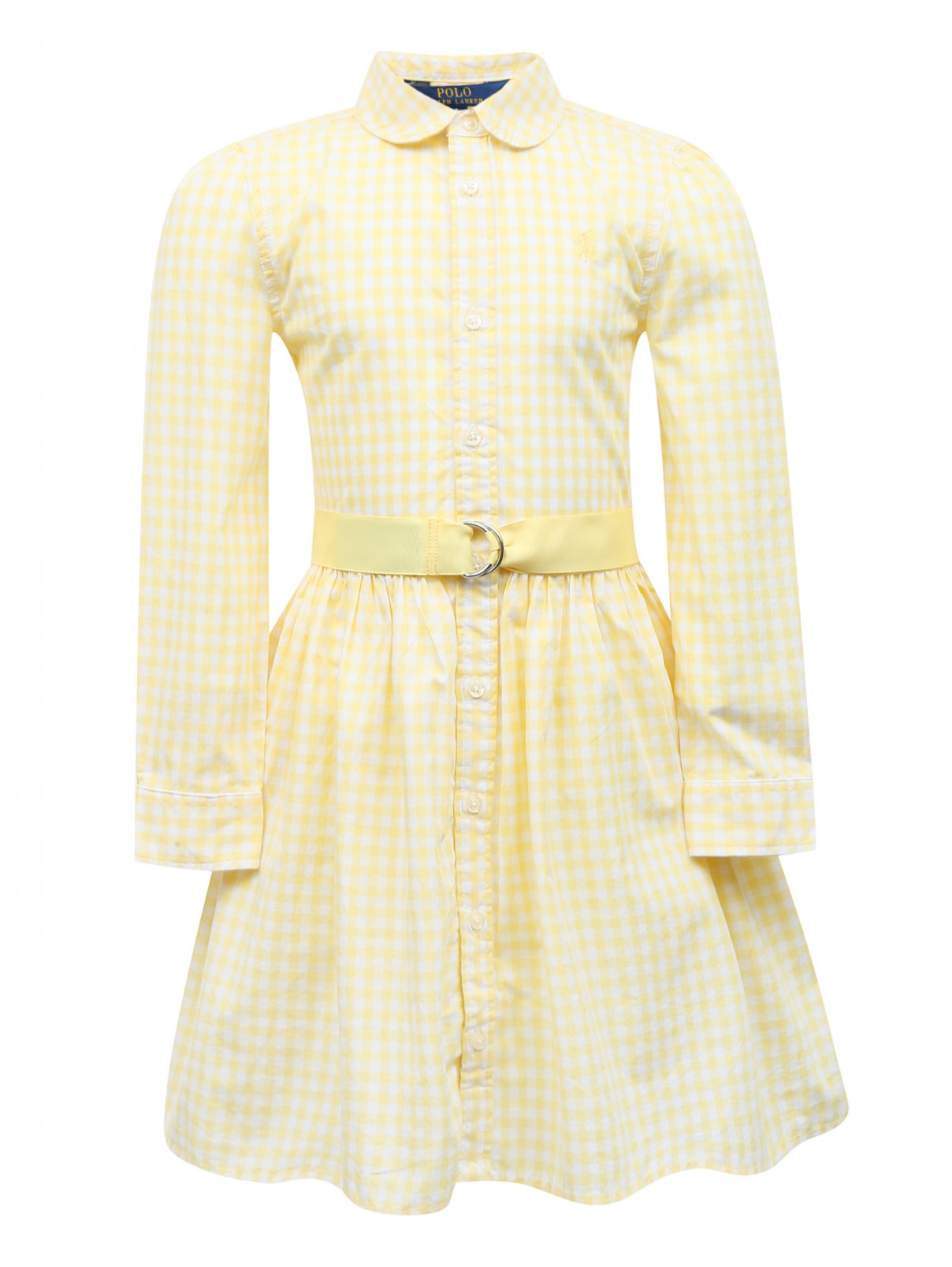 Платье из хлопка с узором "клетка" Ralph Lauren  –  Общий вид  – Цвет:  Желтый