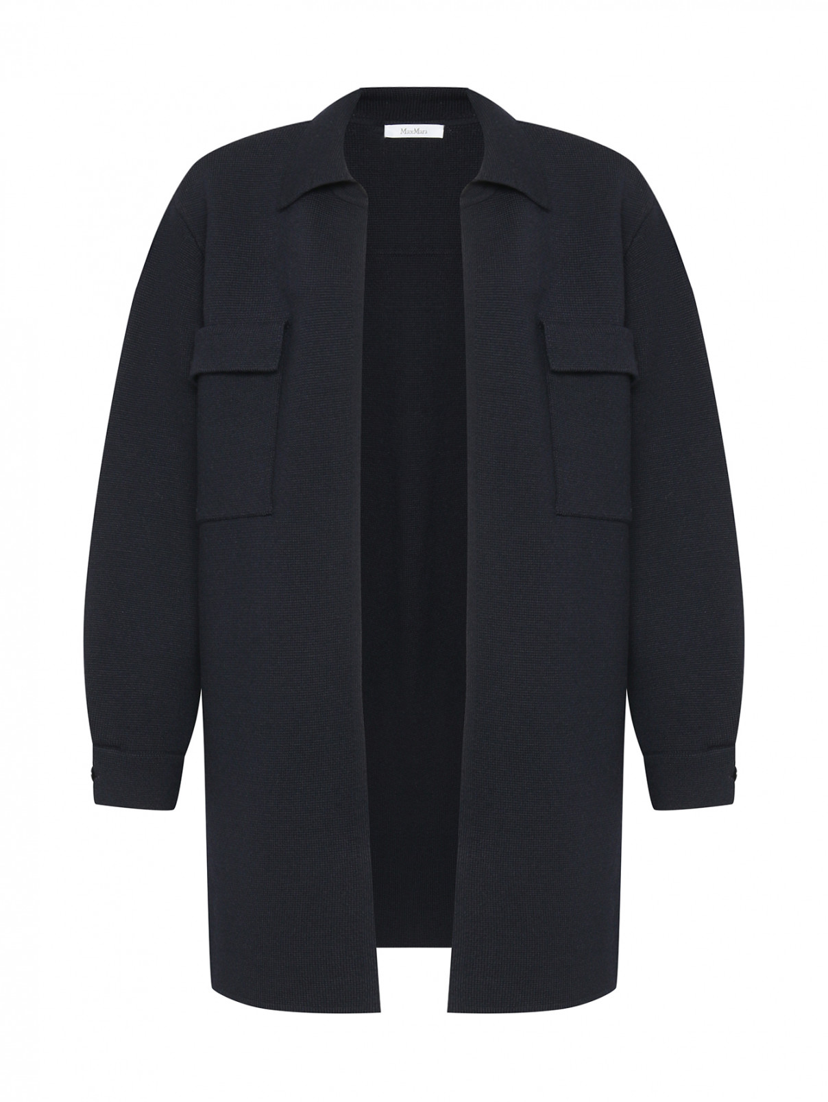 Удлиненный кардиган из шерсти Max Mara  –  Общий вид  – Цвет:  Синий