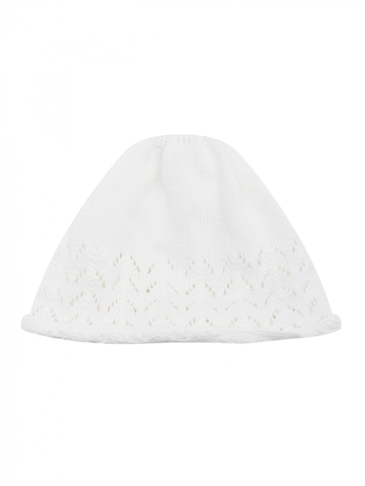Шапка хлопковая фактурной вязки Maximo  –  Общий вид  – Цвет:  Белый