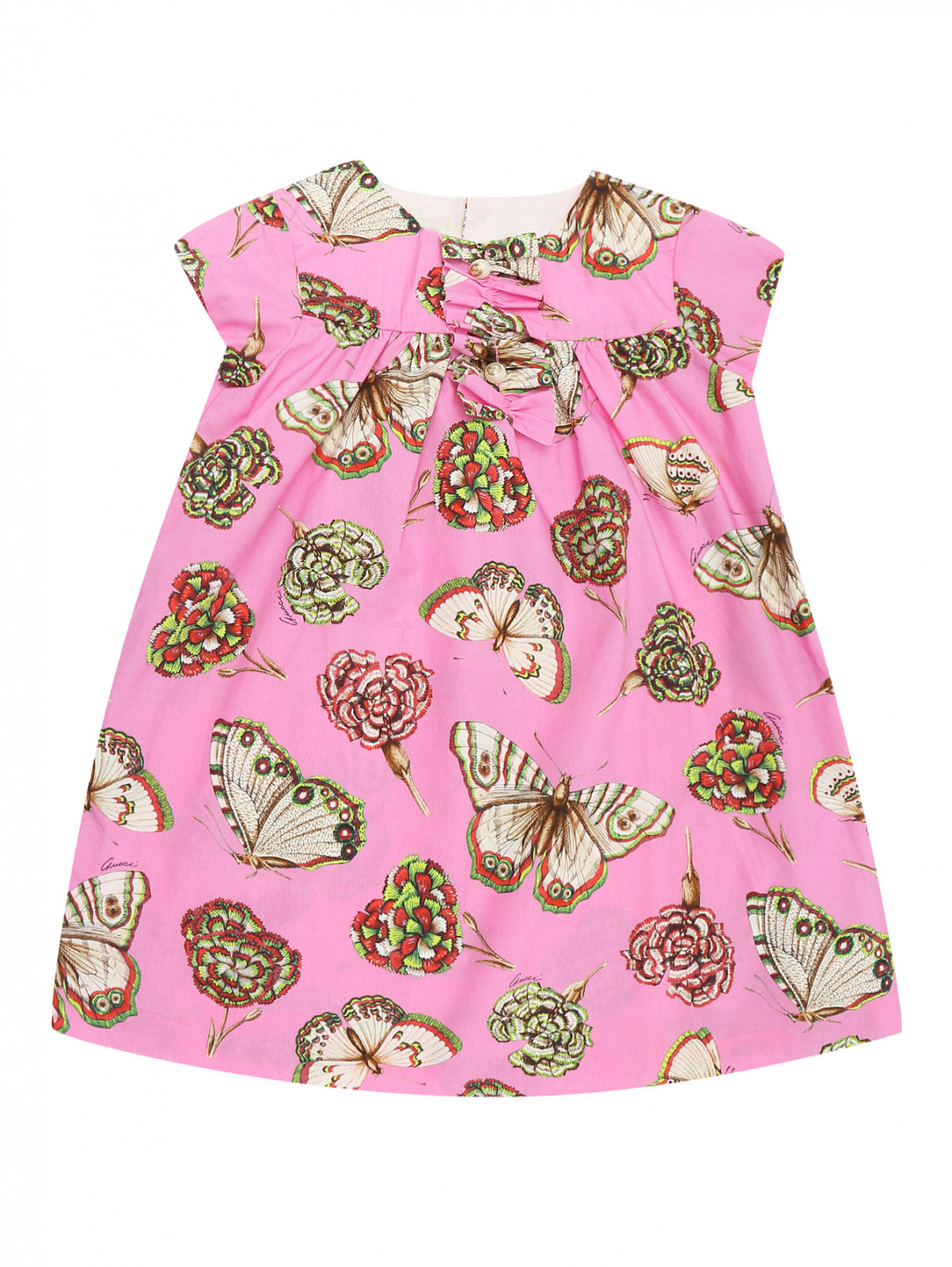 Платье из хлопка с принтом Gucci  –  Общий вид  – Цвет:  Фиолетовый