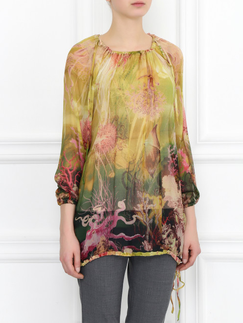 Блуза из шелка с цветочным узором  Jean Paul Gaultier - Модель Верх-Низ