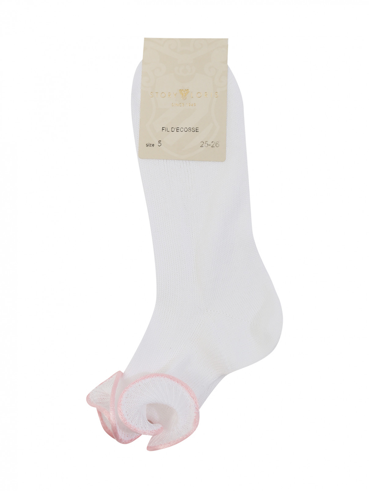 Носки из хлопка с ажурным краем Story Loris  –  Общий вид  – Цвет:  Белый