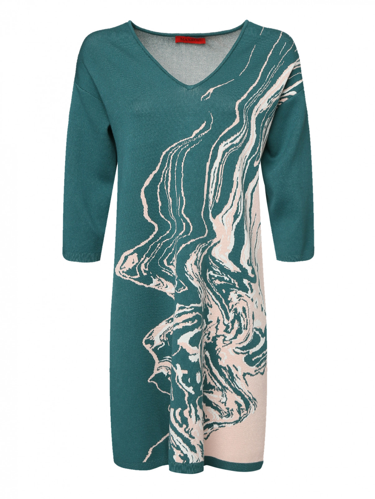 Платье трикотажное прямого кроя из вискозы Max&Co  –  Общий вид  – Цвет:  Зеленый