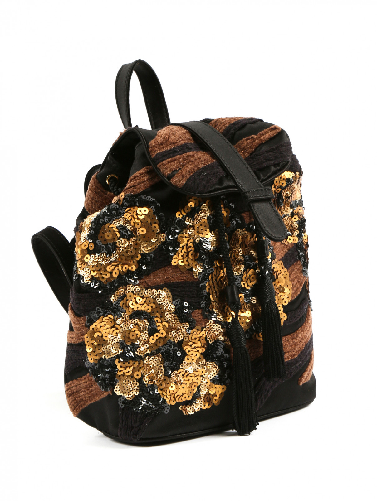 Рюкзак из текстиля, декорированный пайетками Alberta Ferretti  –  Обтравка1  – Цвет:  Узор