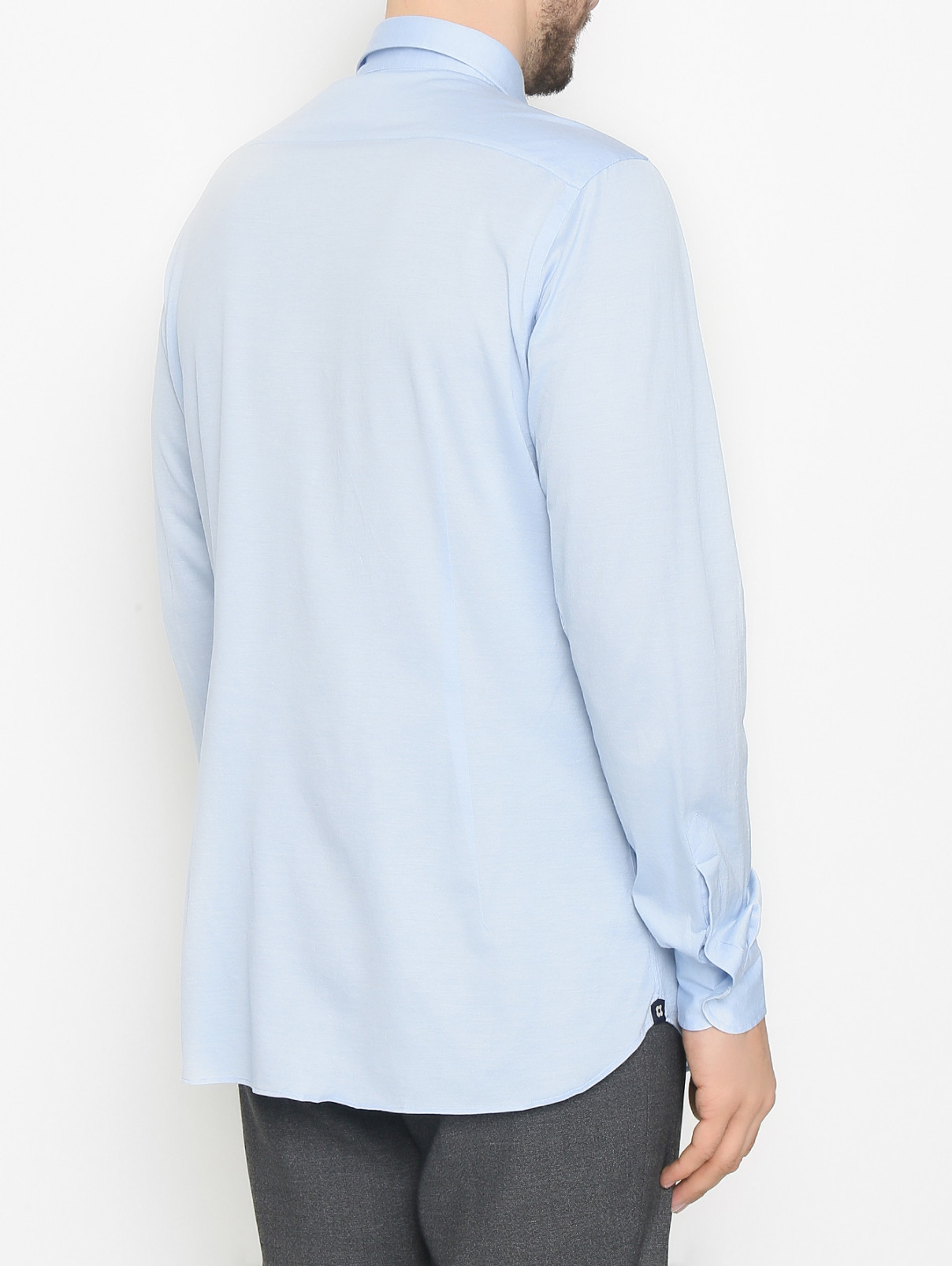 Однотонная рубашка из хлопка LARDINI  –  МодельВерхНиз1  – Цвет:  Синий
