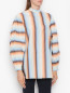 Удлиненная рубашка в полоску с рукавами-гофре Weekend Max Mara  –  МодельВерхНиз