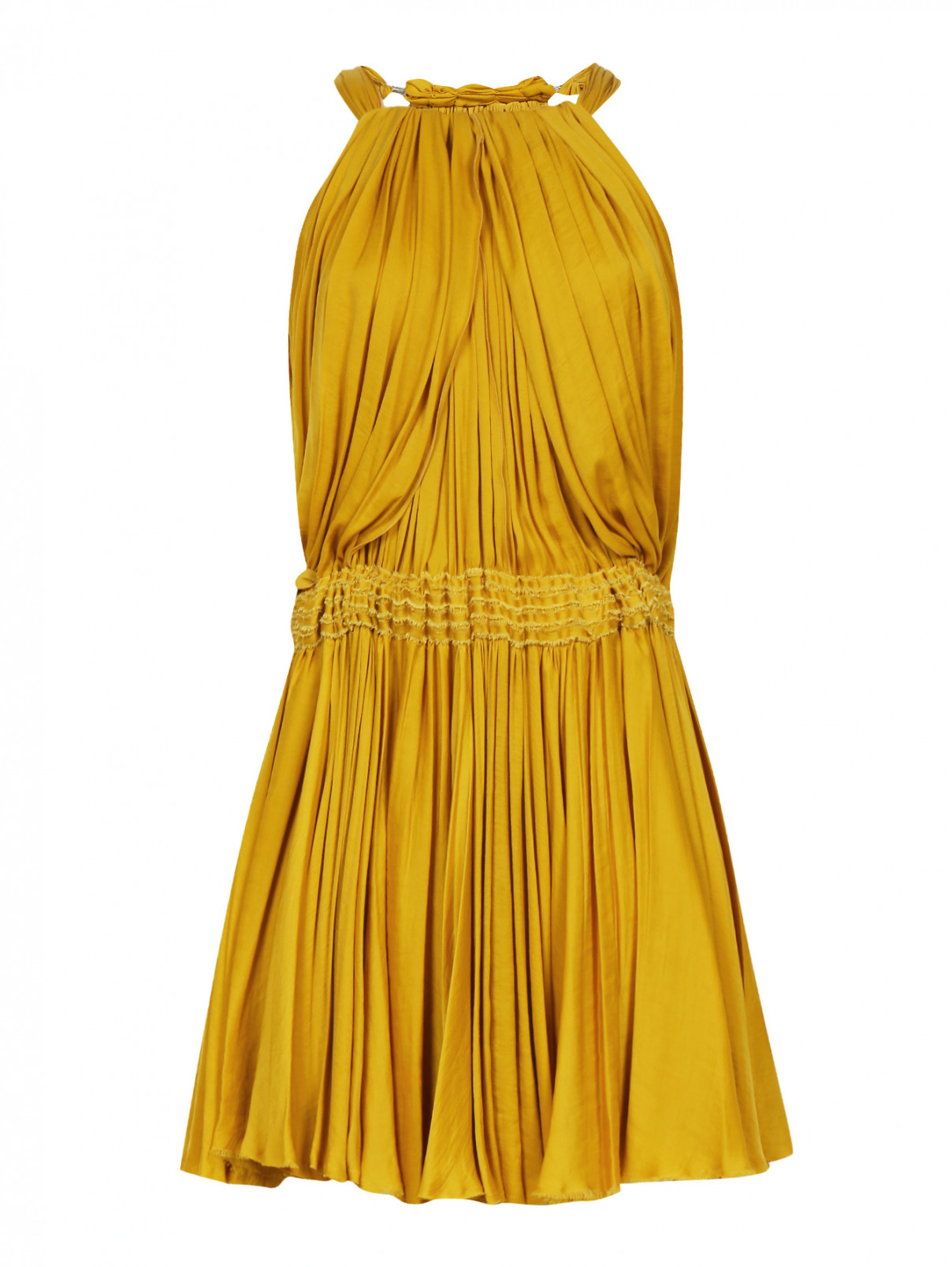 Платье-мини с плиссировкой Lanvin  –  Общий вид  – Цвет:  Желтый