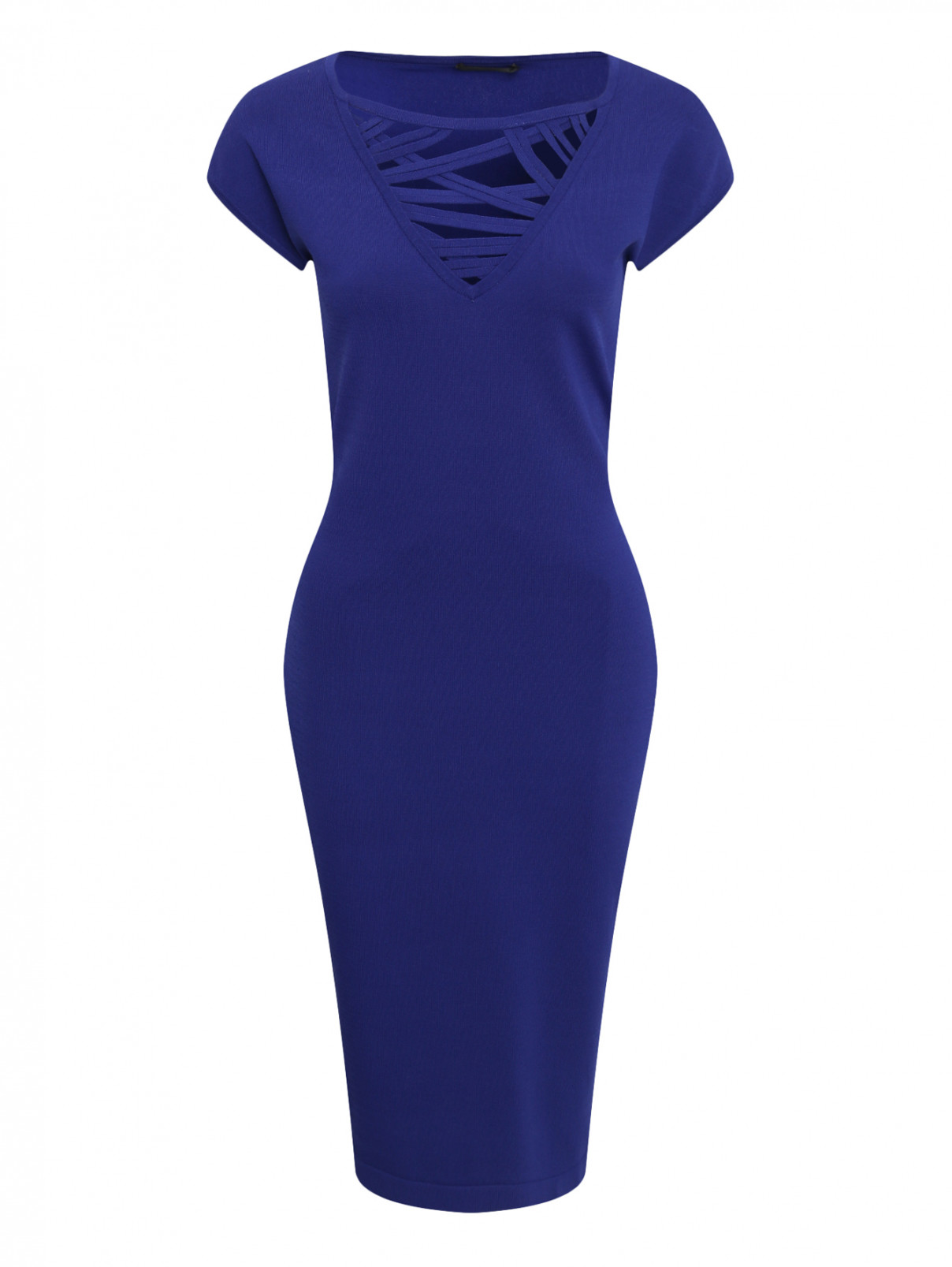 Трикотажное платье Marina Rinaldi  –  Общий вид  – Цвет:  Синий