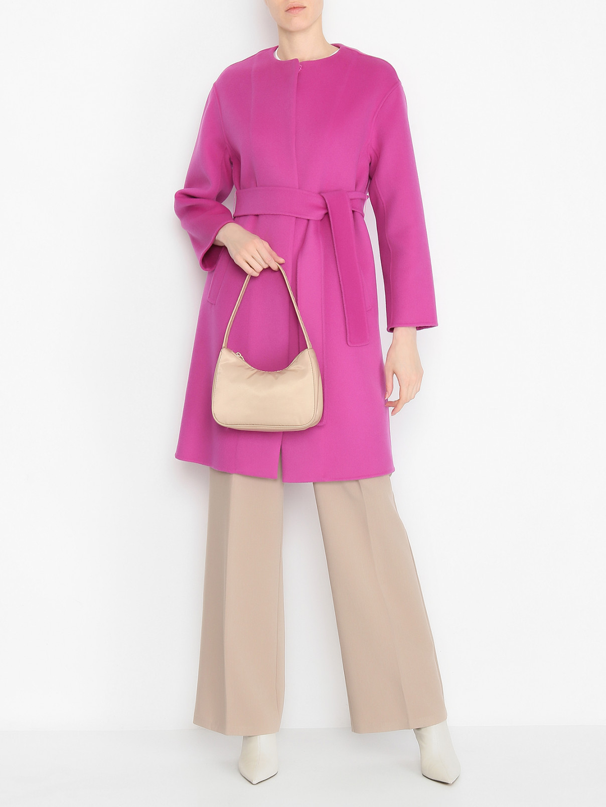 Пальто из шерсти Max Mara  –  МодельОбщийВид  – Цвет:  Фиолетовый