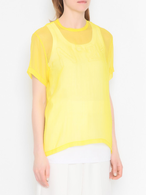 Блуза из прозрачного шелка с майкой - МодельВерхНиз
