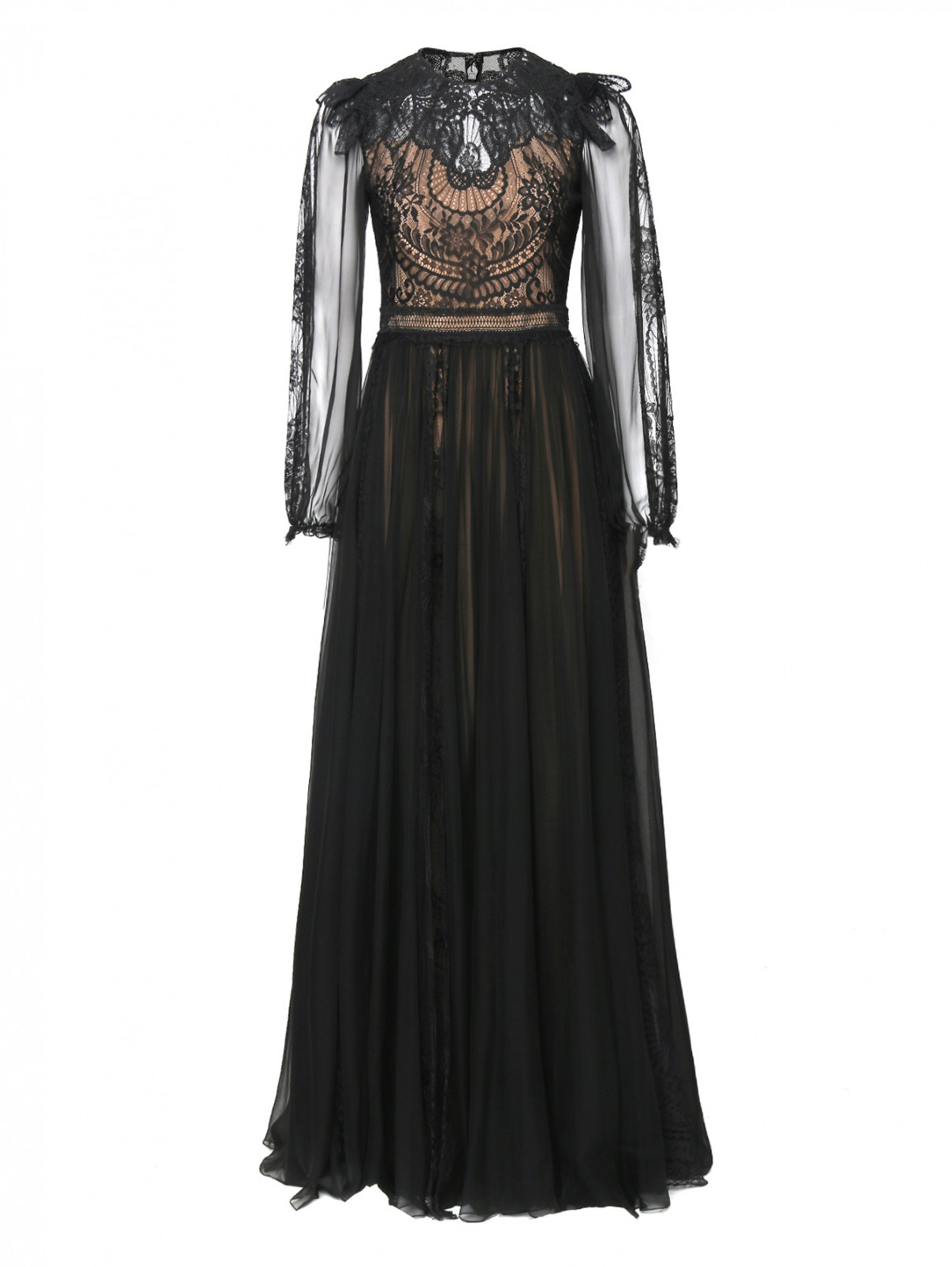 Платье макси с вышивкой Zuhair Murad  –  Общий вид  – Цвет:  Черный