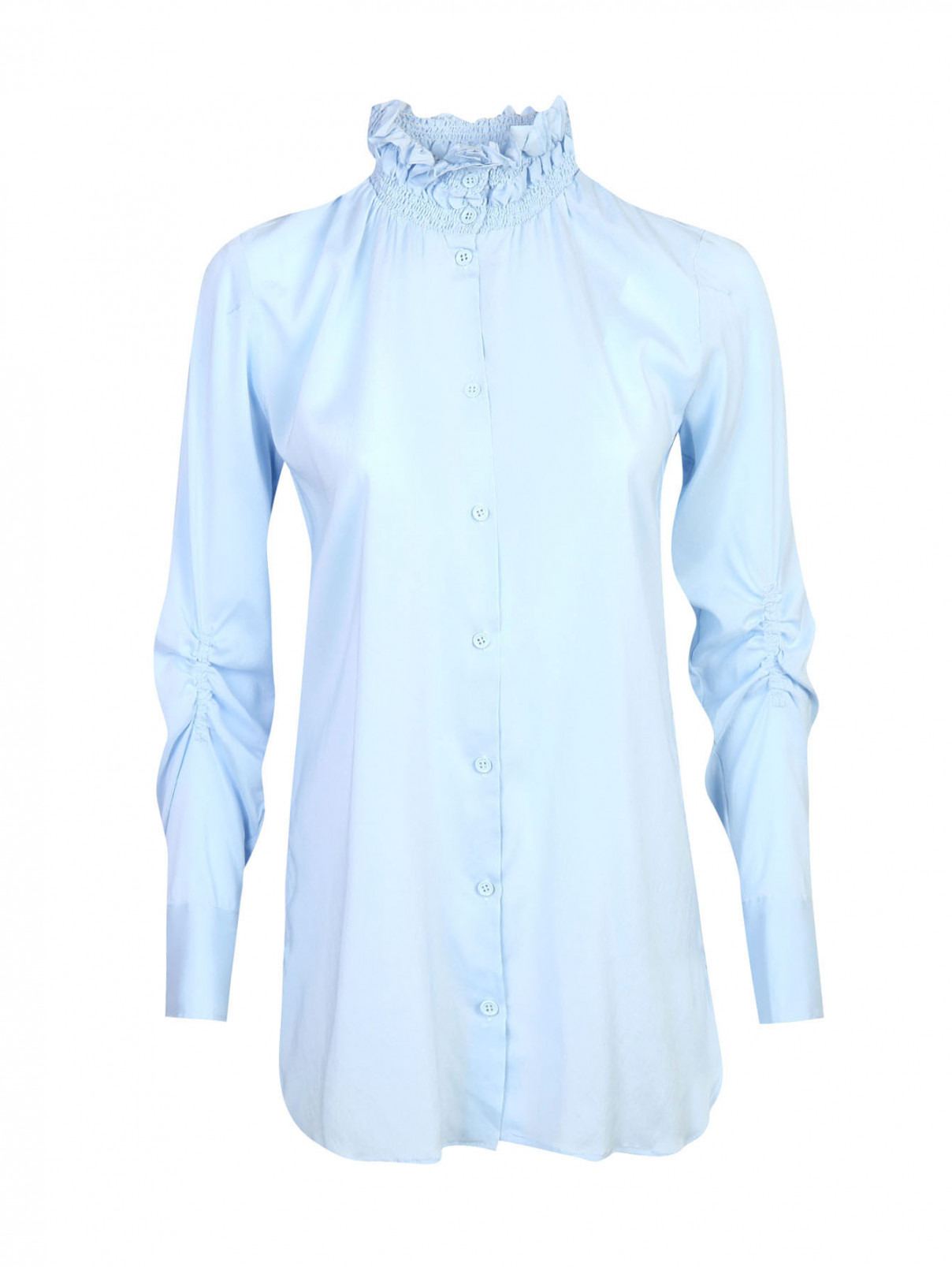 Блуза из шелка со сборкой Carven  –  Общий вид  – Цвет:  Синий