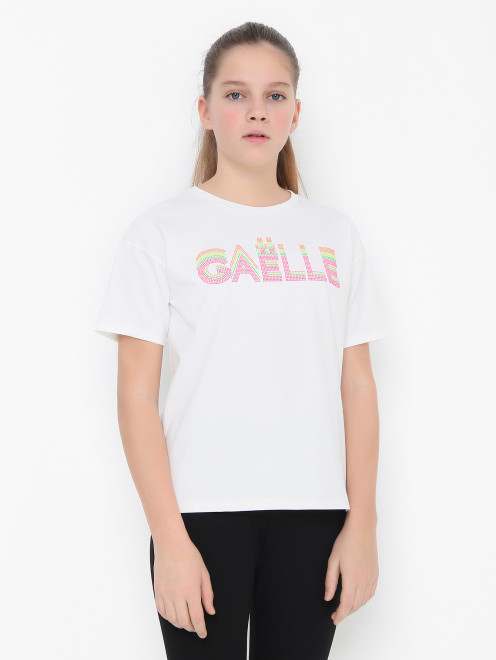 Футболка из хлопка с металлическим декором Gaelle - МодельВерхНиз