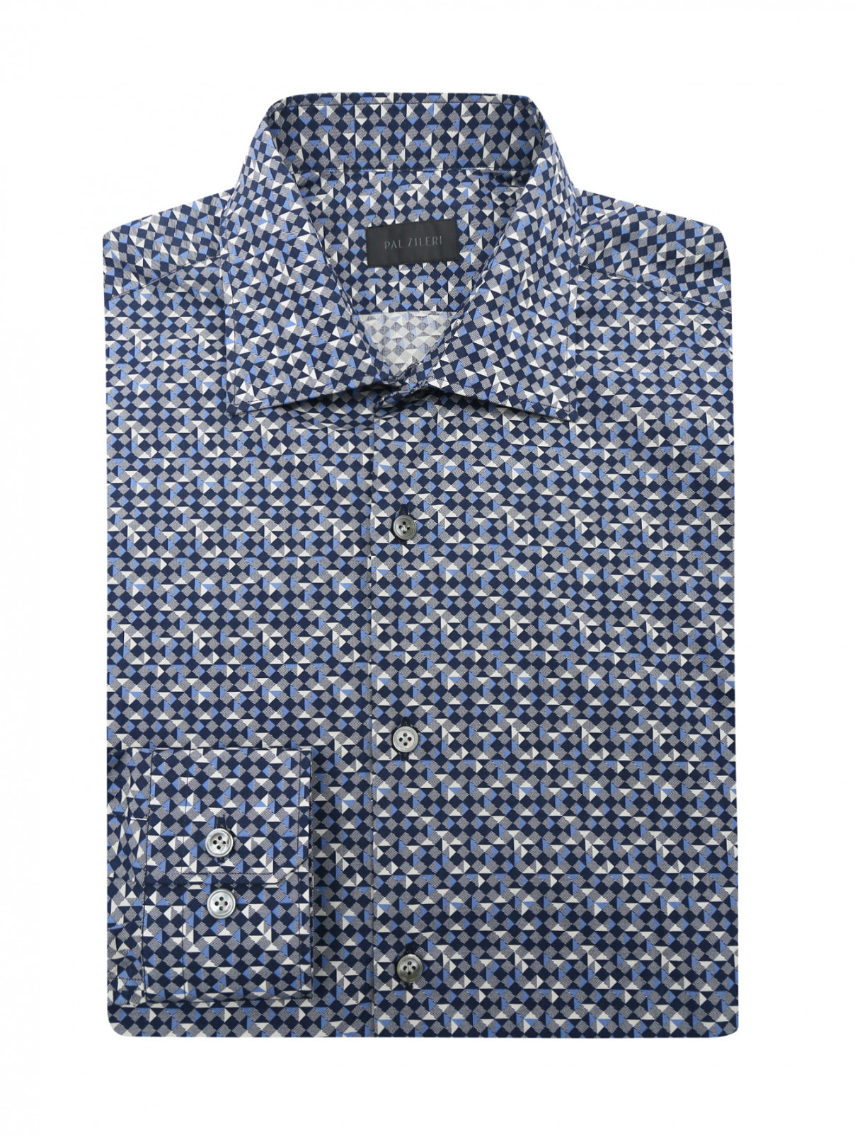 Рубашка из хлопка с узором Pal Zileri  –  Общий вид  – Цвет:  Синий